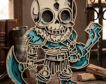 3D Skeleton Warrior SVG/ Laser Cut File/ Layered Skull/ Viking Warrior DXF /CNC Vector