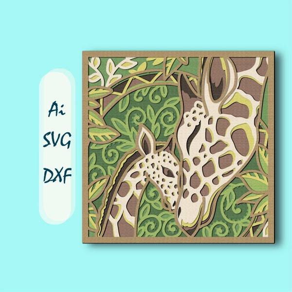 Giraffe Multilayer SVG/ Giraffe mandala/ Plywood cut/ Giraffe SVG file / Giraffe cnc cut/ laser cut/ Giraffe Shadow Box/ Giraffe gift