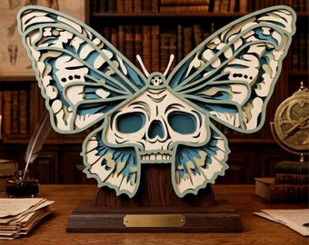 3D Night Moth SVG: Multilayer Dark Academia, Cut File Cricut&Glowforge, Layered Shadow Box