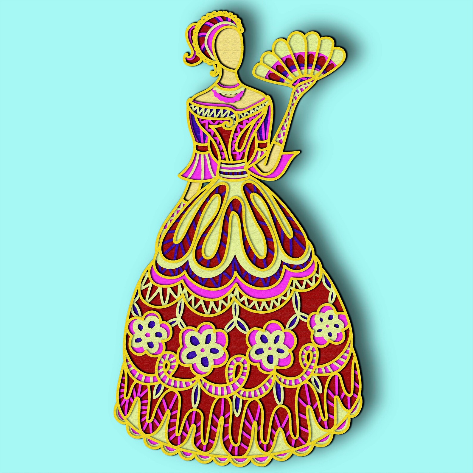 Download Woman 3D Layer SVG/ Woman 3D mandala/ Woman paper cut/ Plywood | Etsy