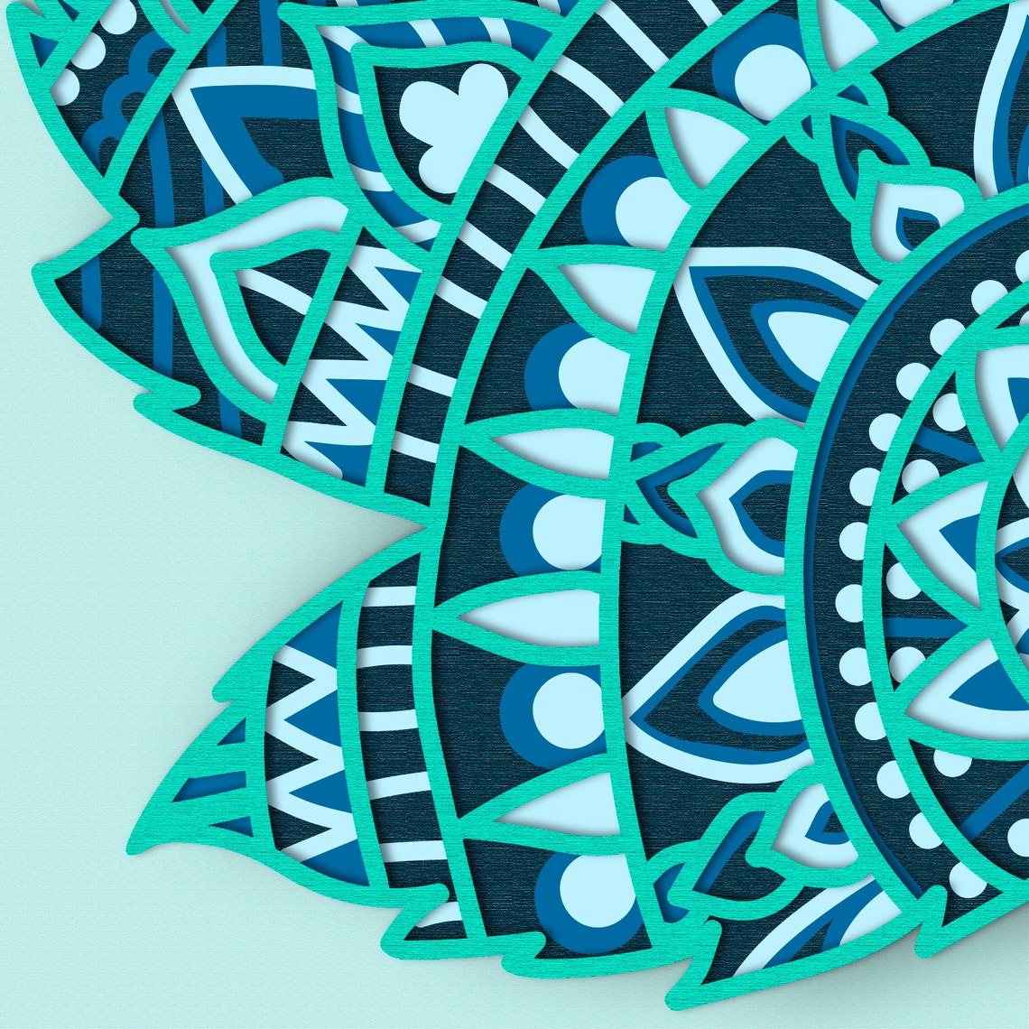 Blatt Mandala 3D Schicht SVG / Blatt Mandala 3D Mandala / - Etsy.de