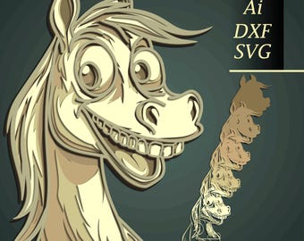 Caballo 3D SVG: Archivo de corte multicapa, Cricut y Glowforge, Shadow Box, Año Nuevo 2026