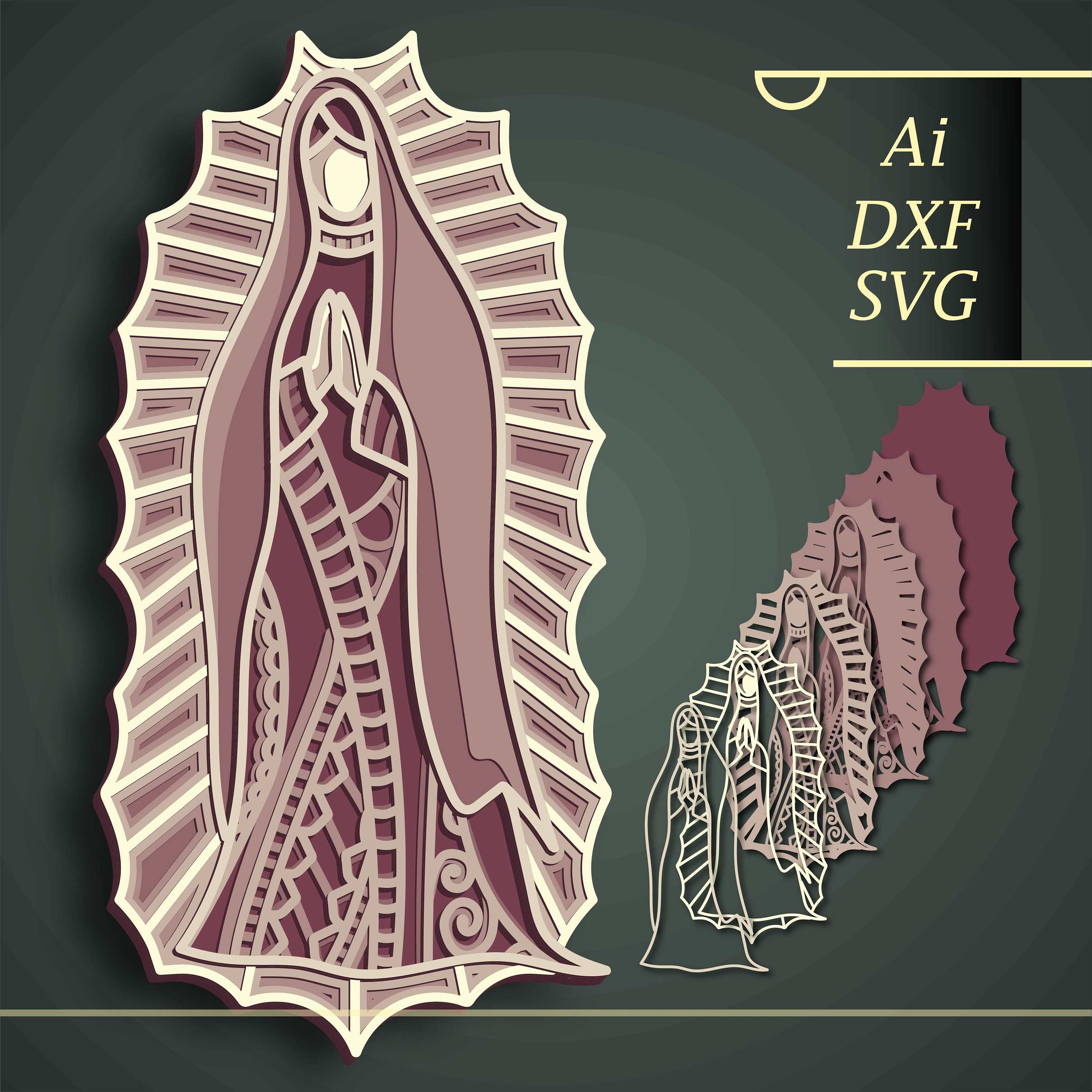 3D Virgin Mary Svg/multilayer Cut File, Cricut&glowforge, CNC