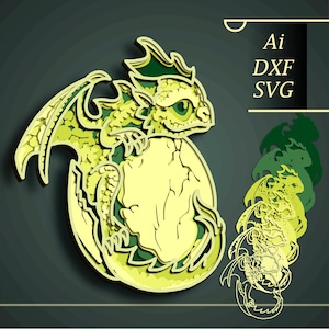 Drache multilayer 3D SVG/ Drache 3D Mandala/ Drache Papierschnitt / Sperrholz geschnitten 3D Mandala / Drache Schattenbox / Drache cnc cut