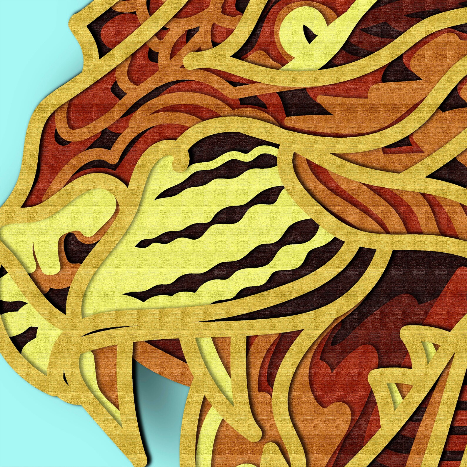 Download Tiger SVG 3D layer/ Tiger 3D mandala/ Tiger paper cut/ Plywood | Etsy