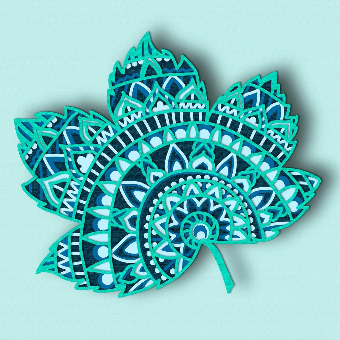 Blatt Mandala 3D Schicht SVG / Blatt Mandala 3D Mandala / | Etsy