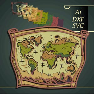 3D World Map SVG: Multilayer Mandala, Laser Cut Shadow Box (Digital File)