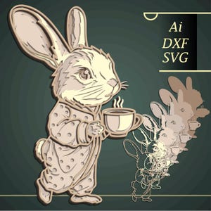 Lapin de Pâques multicouche SVG/découpe cnc/mandala 3D lapin/papier découpé/contreplaqué découpé mandala 3D/mandala lapin/décoration murale/cadeau bricolage/modèles DXF