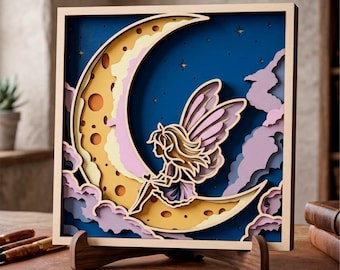 Fairy SVG: 3D Multilayer, Cricut&Glowforge, Shadow Box, CNC, Laser cut, silhouete dxf
