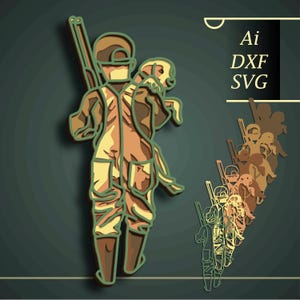 Hunter multicouche SVG/ Hunter cnc cut/Hunter papier découpé/contreplaqué découpé/Hunter 3D en couches/fichier découpé au laser/fichier de découpe Shadow Box/Cadeau pour garçon
