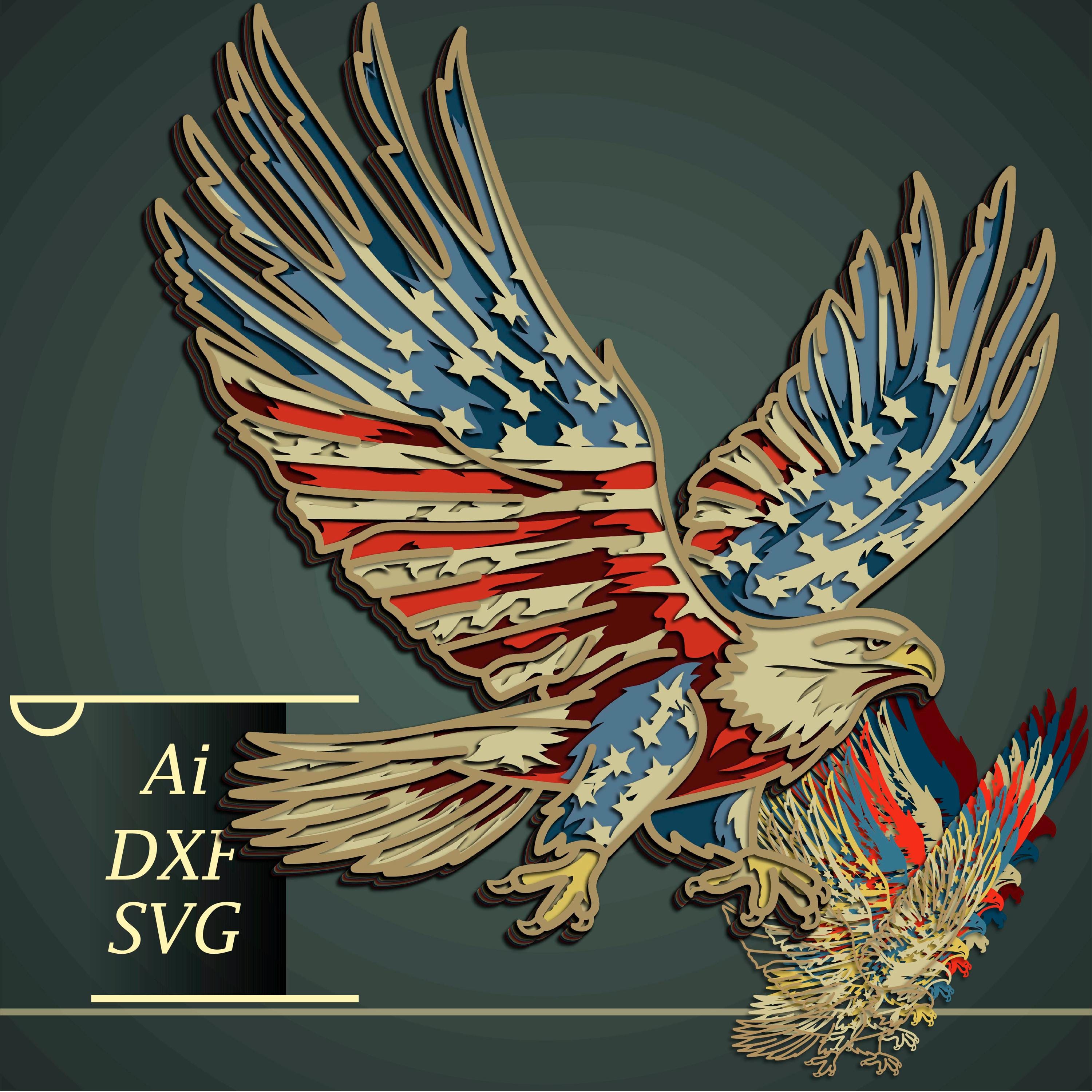 3D Eagle Mandala SVG: Patriotic Layered Paper Cut File (Digital Download)