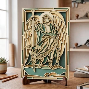 3D St Raphael SVG, Multilayer Cut File, Cricut&Glowforge, CNC, Shadow Box, Laser cut