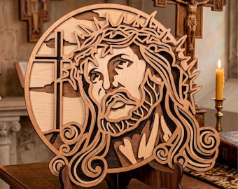 3D Jesus SVG: Multilayer Cut File, Cricut&Glowforge, Layered Shadow Box, Laser cut, Religios