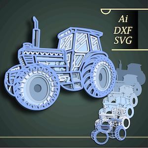 Tractor meerlaags SVG/tractor cnc-cut/tractor lasersnijden/tractor papier gesneden/multiplex gesneden tractor/tractor 3D-mandala/kaarten maken/briefpapier