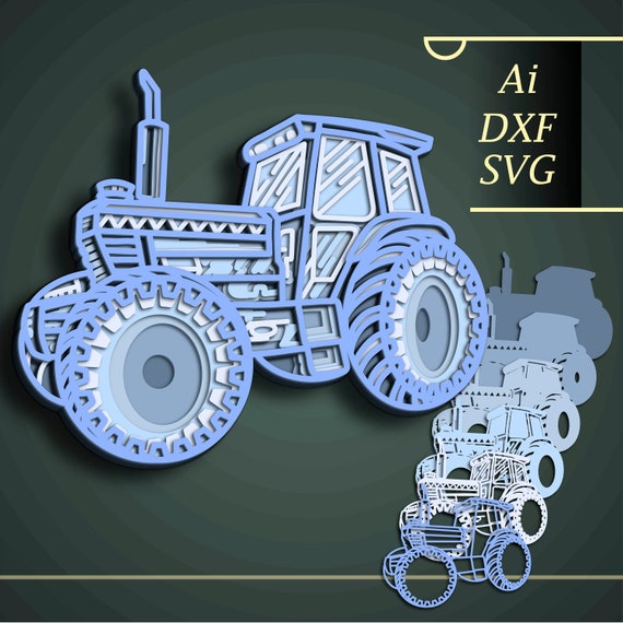3D Tractor SVG/ Multilayer Cut File, Cricut&Glowforge, Layered Shadow Box, Stationery, Laser Cut