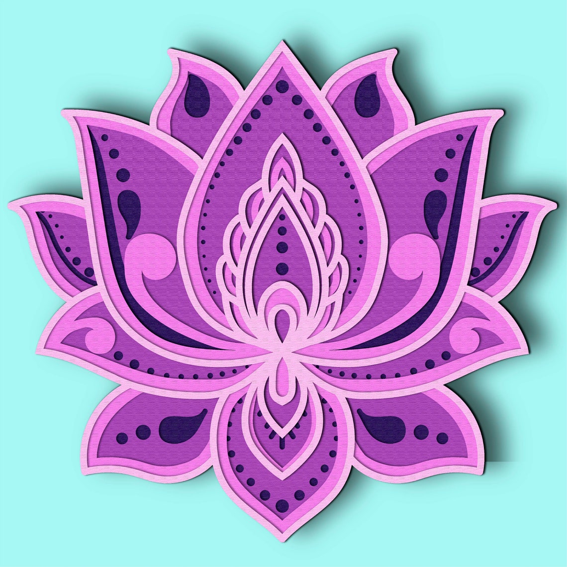 Lotus 3D Layer SVG/ Lotus 3D mandala/ Lotus paper cut/ Plywood Etsy