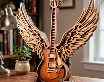 3D Guitar SVG/ Multilayer Cut File Cricut&Glowforge, CNC, Layered Shadow Box, Laser cut