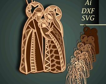 Nativity scene multilayer 3D SVG/Holy family/Nativity scene 3D cut/Nativity scene paper cut/Plywood cut 3D mandala/Nativity scene multilayer