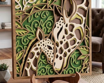 3D Giraffe SVG: Nursery Wall Art, Multilayer Cut File Cricut&Glowforge, CNC,  Laser cut