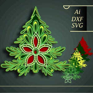 Christmas tree multilayer SVG/Merry Christmas 3D mandala/Christmas paper cut/Plywood cut 3Dmandala/Christmas tree CNC cut/Christmas gift DIY