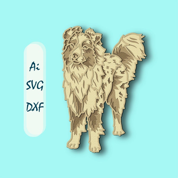 Australian Shepherd SVG 3D Multilayer/Dog 3d mandala/Dog paper cut/Plywood cut 3D mandala/Digital Australian Shepherd/Dog multilayer