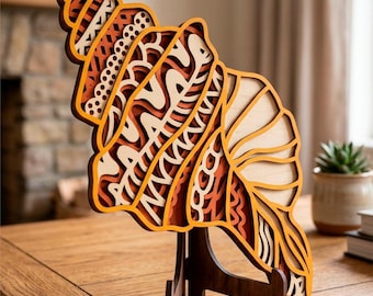 3D Shell SVG, Multilayer Cut File Cricut&Glowforge, CNC, Layered Laser cut
