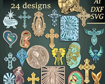Religious bundle multilayer SVG/Plywood cut 3D mandala/ shadow box/ Home Decor/cnc cut