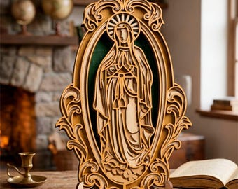 3D Virgin Mary SVG/ Multilayer Cut File, Cricut&Glowforge, CNC, Shadow Box, Laser cut