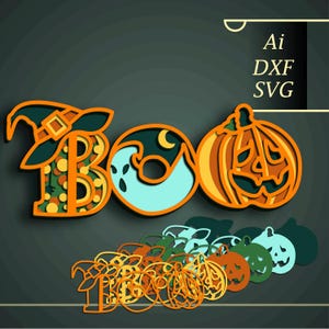 Boo multilayer SVG/ Boo 3D mandala/ Boo paper cut/ Plywood cut 3D mandala / Halloween Shadow Box /Halloween laser cut /Halloween cnc cut
