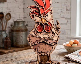Gallo 3D SVG/Archivo de corte multicapa Cricut y Glowforge, Caja de sombras DIY, Corte láser, Corte de papel