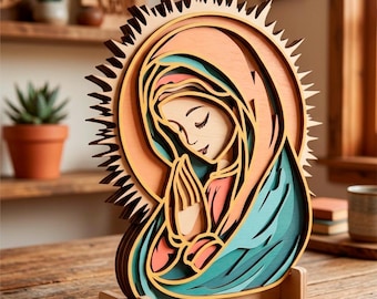 3D Virgin Mary SVG/ Multilayer Cut File, Cricut&Glowforge, CNC, Shadow Box, Laser cut