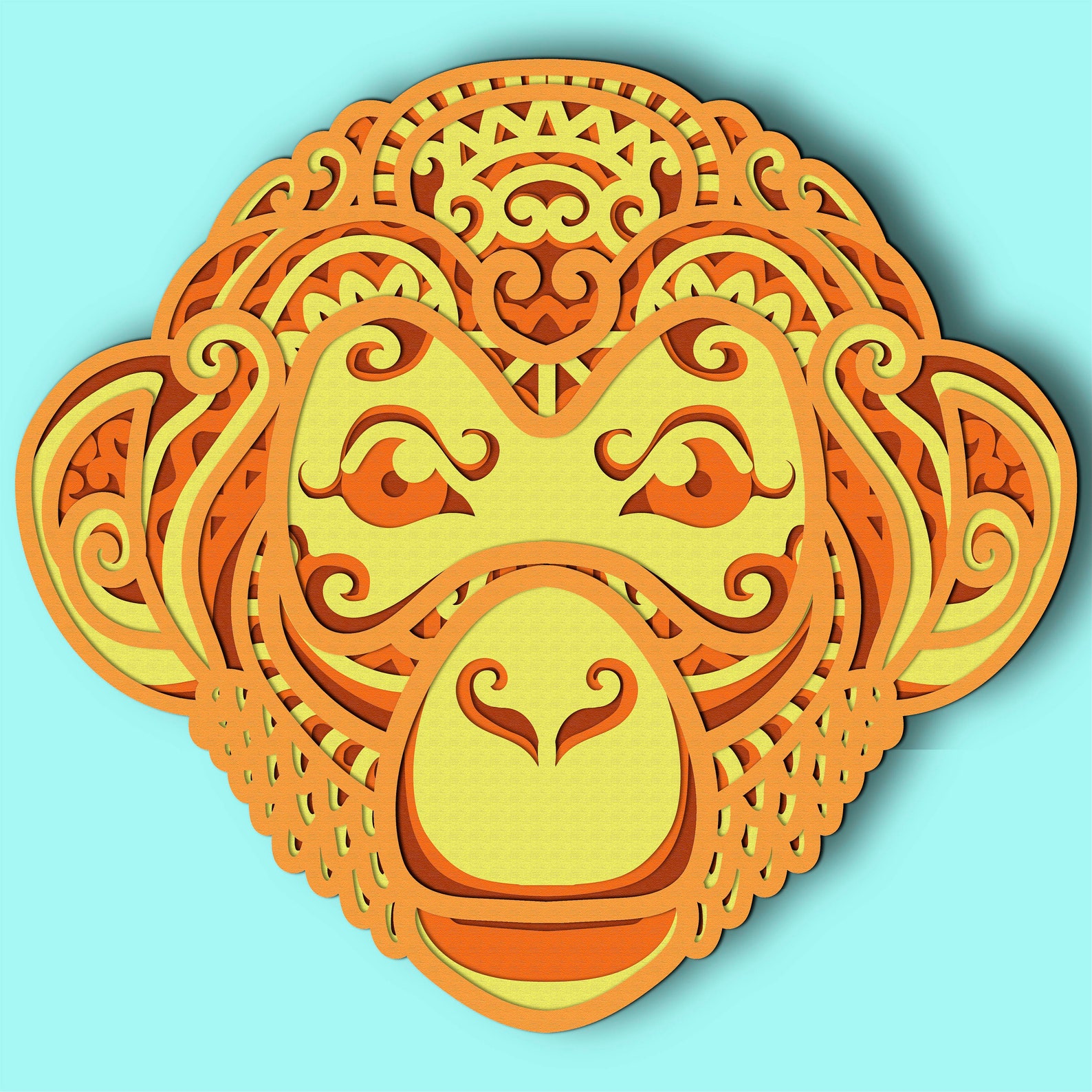 Download Monkey 3D Layer SVG/ Monkey 3D mandala/ Monkey paper cut/ | Etsy