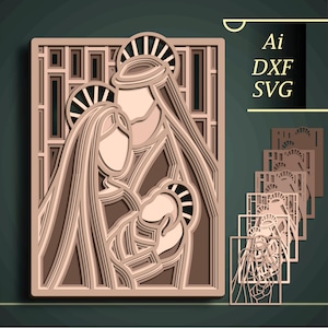 Presepe multistrato 3D SVG/Sacra famiglia taglio cnc/Presepe taglio 3D/Presepe carta taglio/Compensato taglio 3D mandala/Natale digitale
