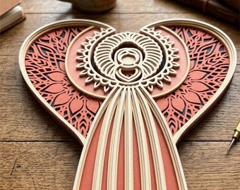 3D Angel SVG, Multilayer Cut File Cricut&Glowforge, CNC, Layered Shadow Box, Laser cut