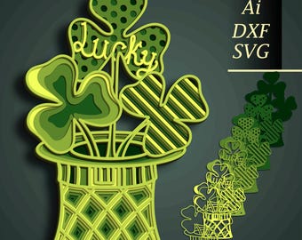 3D Shamrock SVG/ St.Patrick Day Multilayer Cut File, Cricut&Glowforge, CNC, Shadow Box