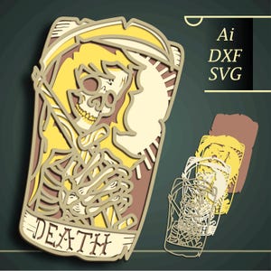 Death multicouche SVG/ Death cnc cut/ Death paper cut/ Contreplaqué découpé mandala 3D/ Death Shadow Box/ Death multicouche/Death laser cut/ Halloween
