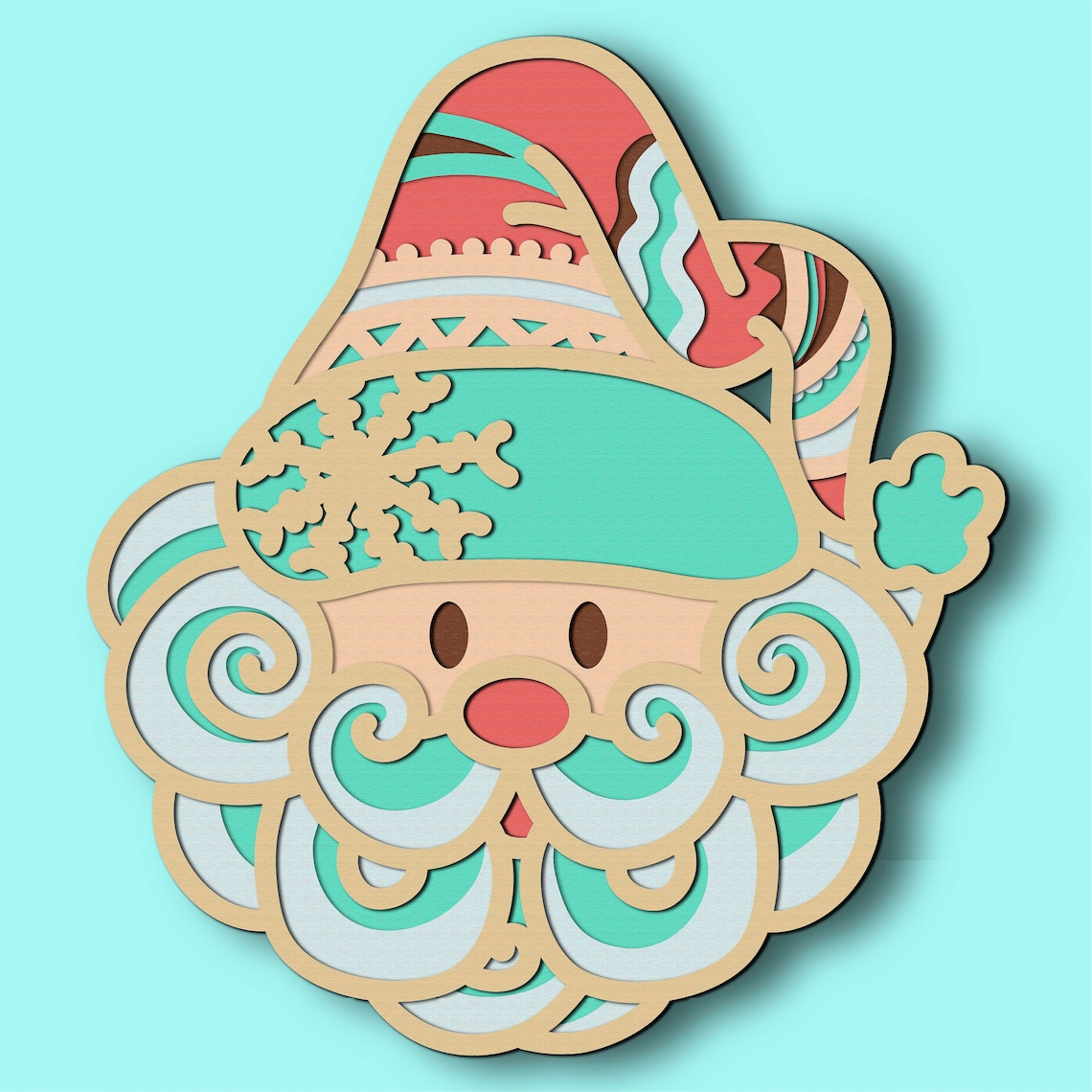 Santa Multilayer 3D SVG/ Santa 3D Mandala/ Christmas Paper - Etsy