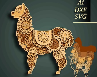 3D Lama SVG, Multilayer Cut File Cricut&Glowforge, CNC, Layered Shadow Box, Laser cut