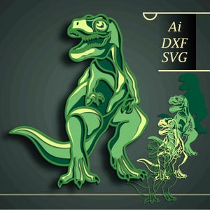 Dinosauro multistrato SVG/ Dinosauro tagliato CNC/ Dinosauro carta tagliata/ Compensato tagliato 3D mandala/ Dinosauro shadow box/ Dinosauro fai da te