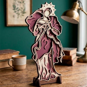 3D Virgen María Desatadora de Nudos SVG: Archivo de corte multicapa Cricut&Glowforge, Shadow Box