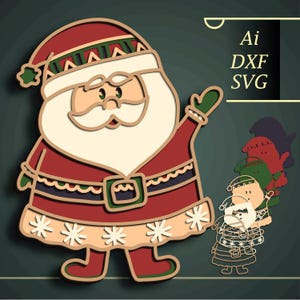 Weihnachtsmann 3D Mandala SVG: Multilayer Weihnachten Papierschnitt Datei (Digitaler Download)
