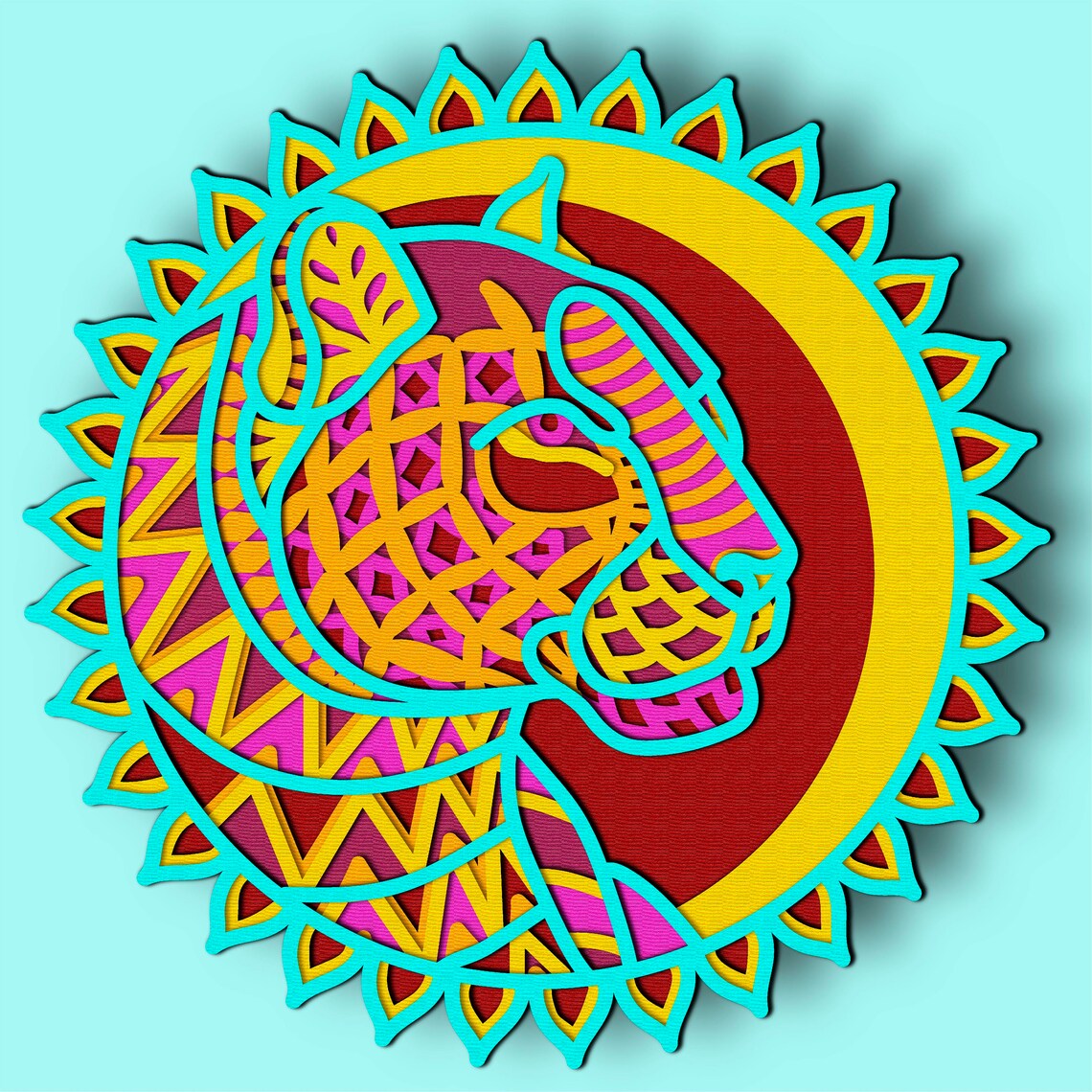 Download Panther 3D Layer SVG/ Panther 3D mandala/ Panther paper cut/ | Etsy