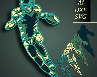 3D American Football SVG, Multilayer Cut File, Cricut&Glowforge, CNC, Shadow Box, Laser cut