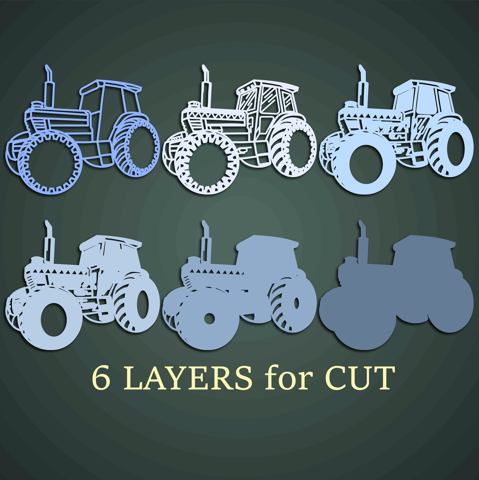 Multilayer Sign Tractor 3D Tractor SVG/ Multilayer Cut File, Cricut&glowforge, Layered Shadow ...