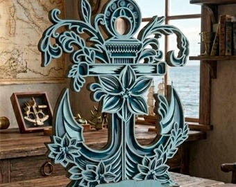 3D Anchor SVG/ Multilayer Cut File, Cricut&Glowforge, Shadow Box, CNC, Laser cut