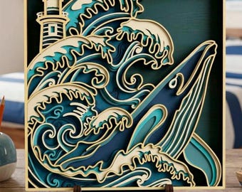 3D Lighthouse SVG/ Multilayer Cut File, Cricut&Glowforge, CNC, Layered Shadow Box, Laser cut