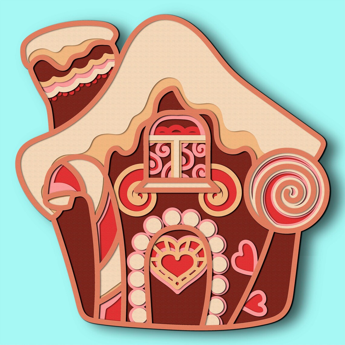 Gingerbread House Multilayer 3D SVG/ Christmas 3D Mandala/ - Etsy