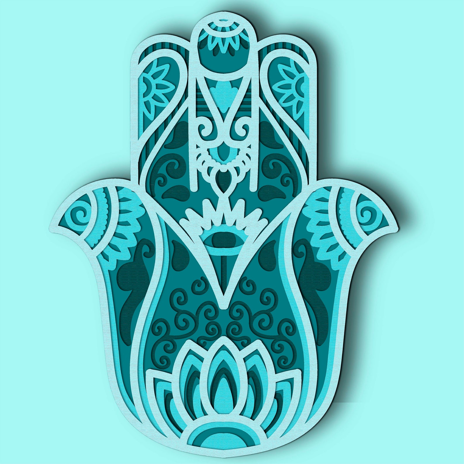Hamsa 3D Layer SVG/ Hamsa 3D Mandala/ Hamsa Paper Cut/ Plywood - Etsy