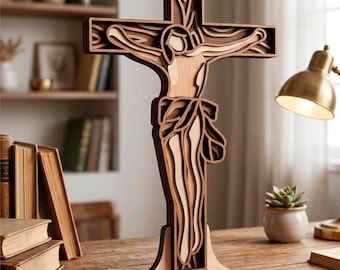 3D Jesus SVG: Multilayer Cut File Cricut&Glowforge, CNC, Layered Shadow Box, Laser cut