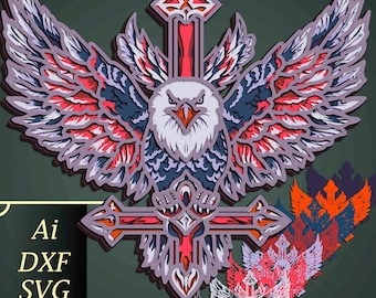 3D Eagle multilayer SVG/USA mandala/Patriotic paper cut/Plywood cut/Digital Patriotic/DIY Patriotic Gift/Patriotic laser cut/Shadow Box